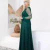 پیراهن دگاجه یقه بلند بزرگ سایز سبز برند BÜYÜK MODA BEDEN - 983122593