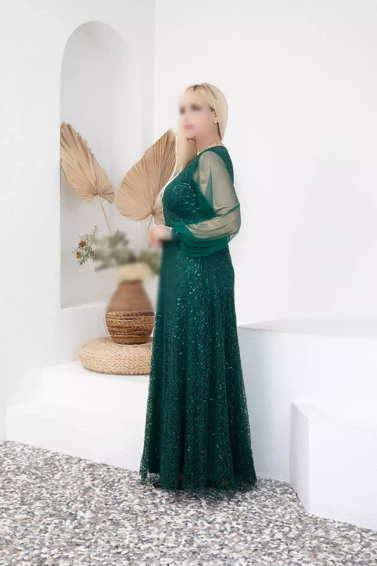 پیراهن دگاجه یقه بلند بزرگ سایز سبز برند BÜYÜK MODA BEDEN - 983122593