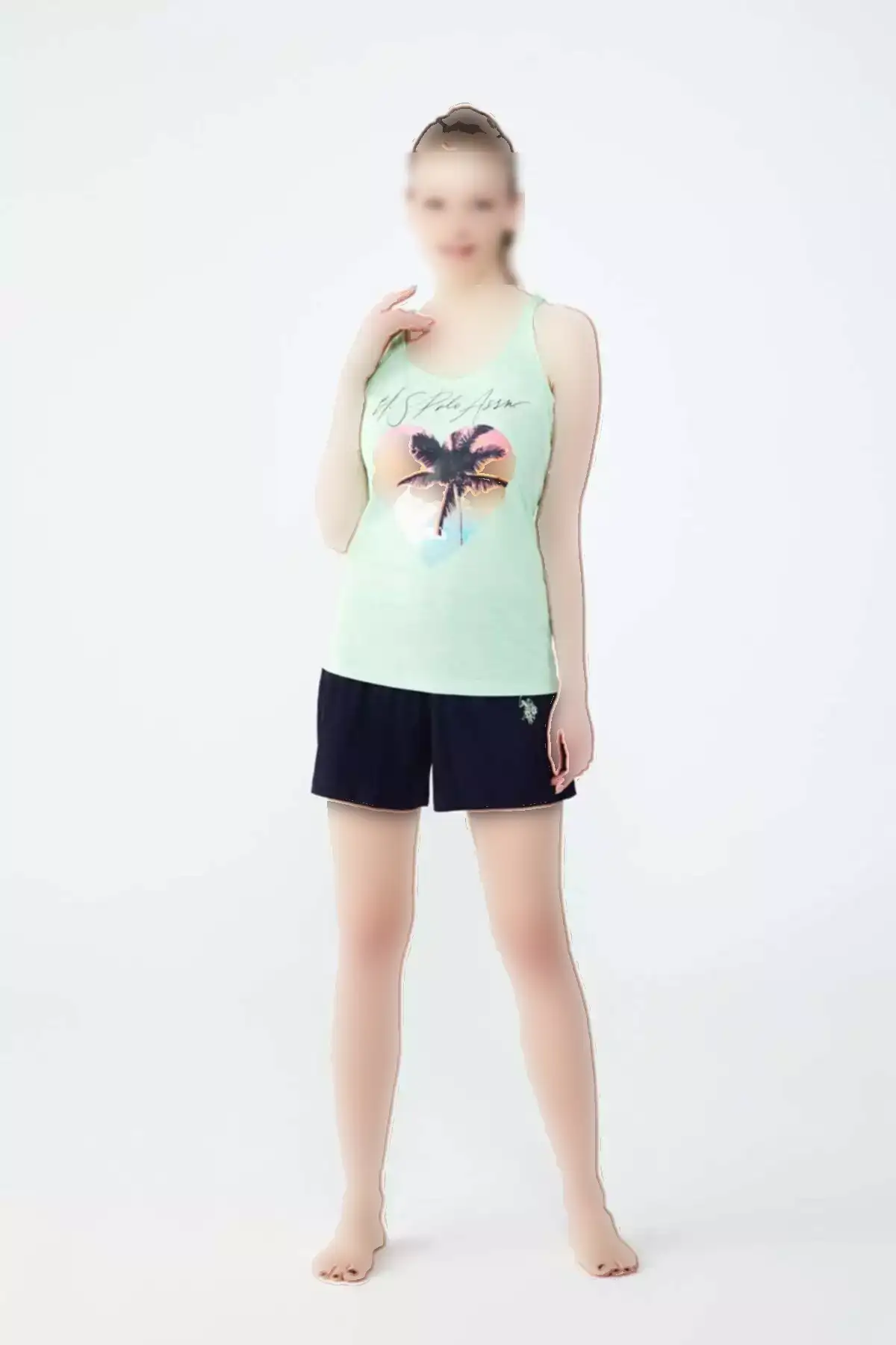 ست خواب شورت و تاپ زنانه یواس پولو آسین مدل 16692 - رنگ نعناع برند U.S. Polo Assn. - 219620860