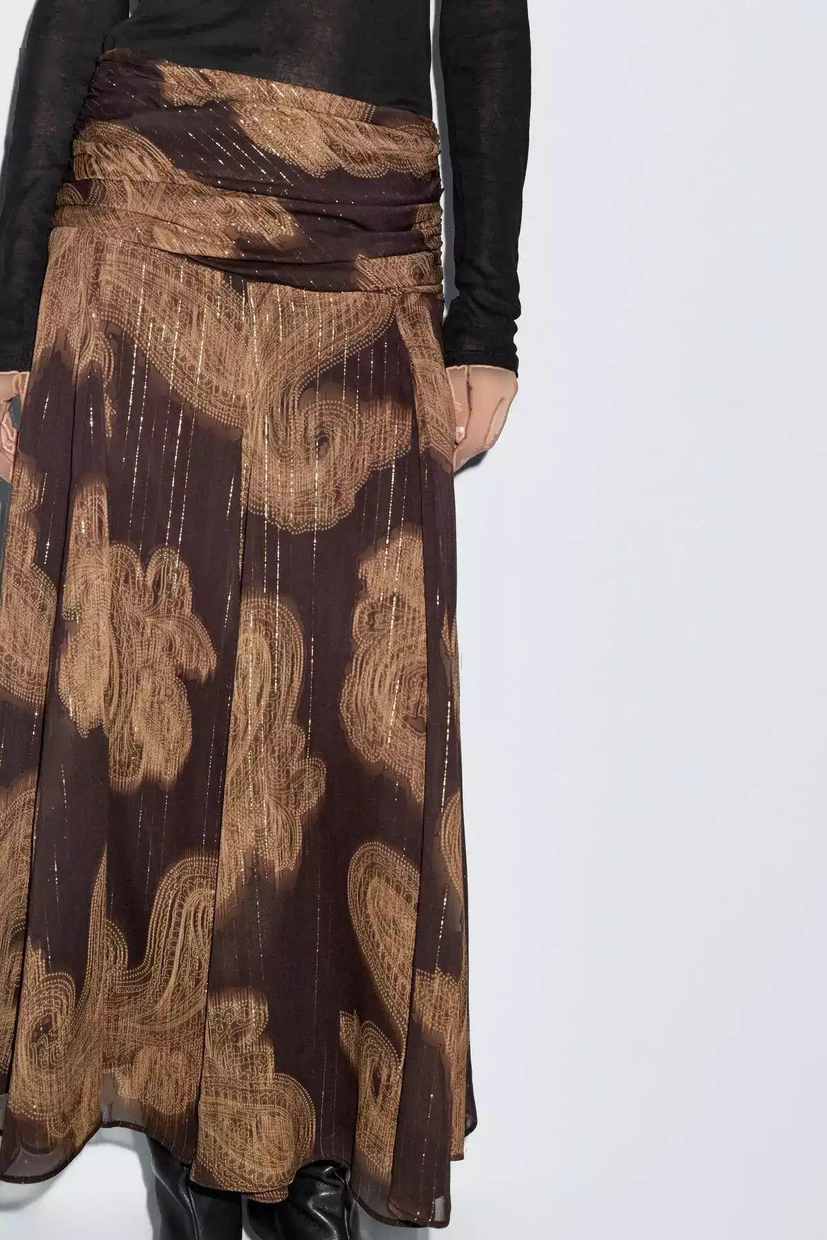 دامن میدی طرح دار آستین دار کجراه برند Massimo Dutti - 1016784452