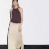 دامن بلند از ترکیب پنبه با بافت ماهیتیغی برند Massimo Dutti - 957599684