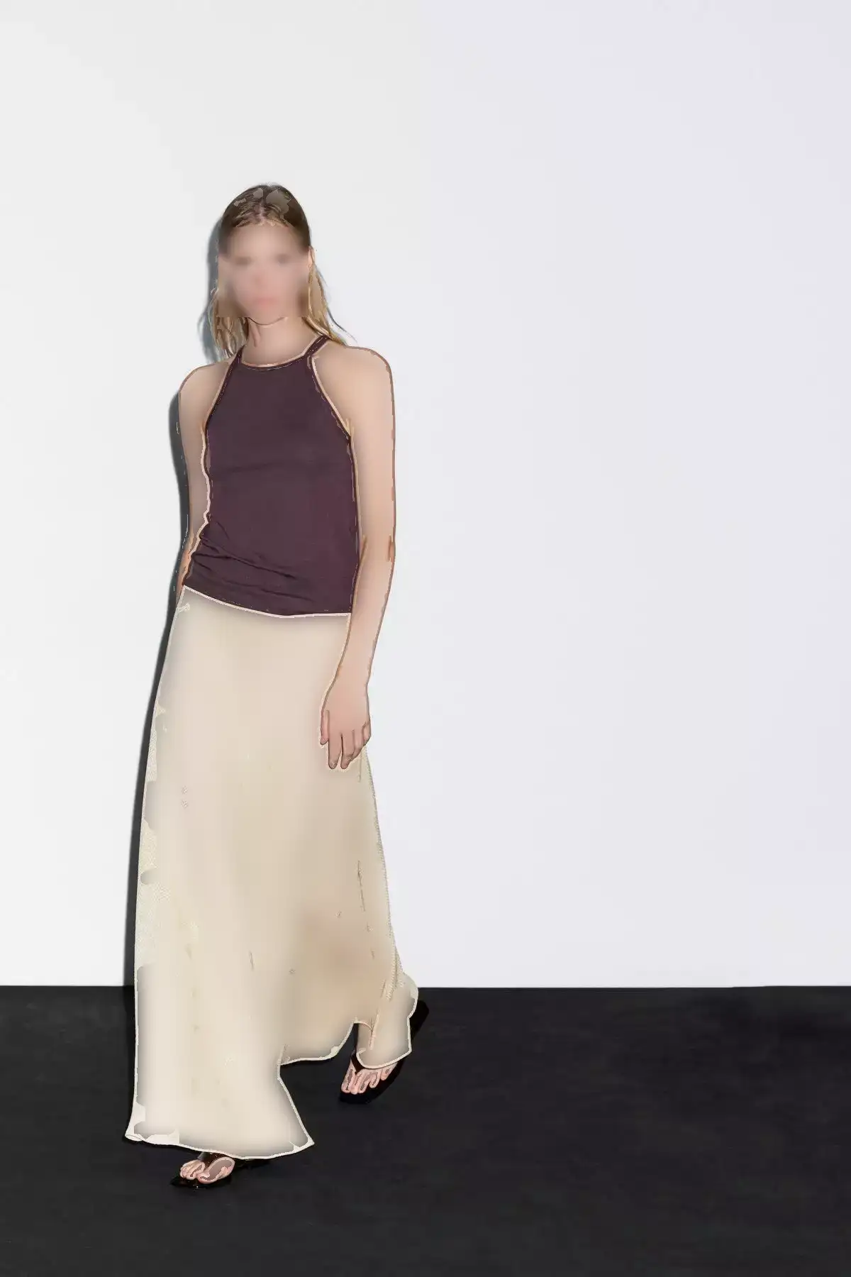 دامن بلند از ترکیب پنبه با بافت ماهیتیغی برند Massimo Dutti - 957599684