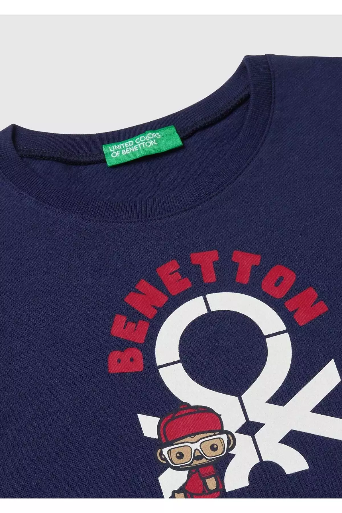 تیشرت آستیندار و یقه گرد با طرح لوگوی رنگارنگ برای پسران کودک به رنگ سرمهای برند United Colors of Benetton - 849109341