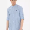 پیراهن مردانه یقه دار راهراه آبی 50288924-VR036 برند U.S. Polo Assn. - 833126752