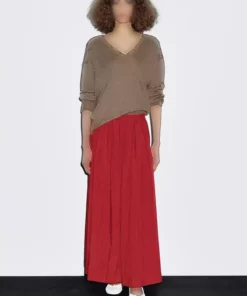 دامن طولانی با چینهای ضخیم برند Massimo Dutti - 962177987