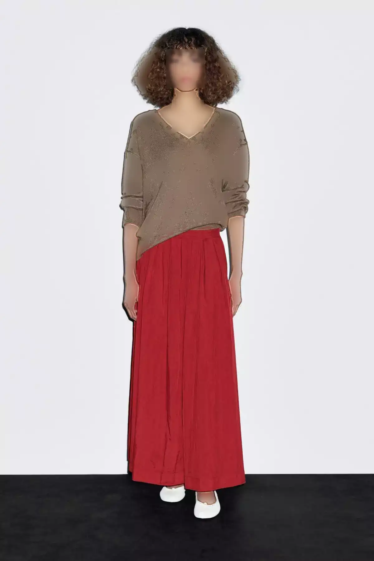 دامن طولانی با چینهای ضخیم برند Massimo Dutti - 962177987