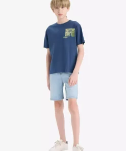 تیشرت کوتاه آستین دوچرخه یقه باز پسرانه چاپی مدل E4167A825SM برند Defacto - 942296155