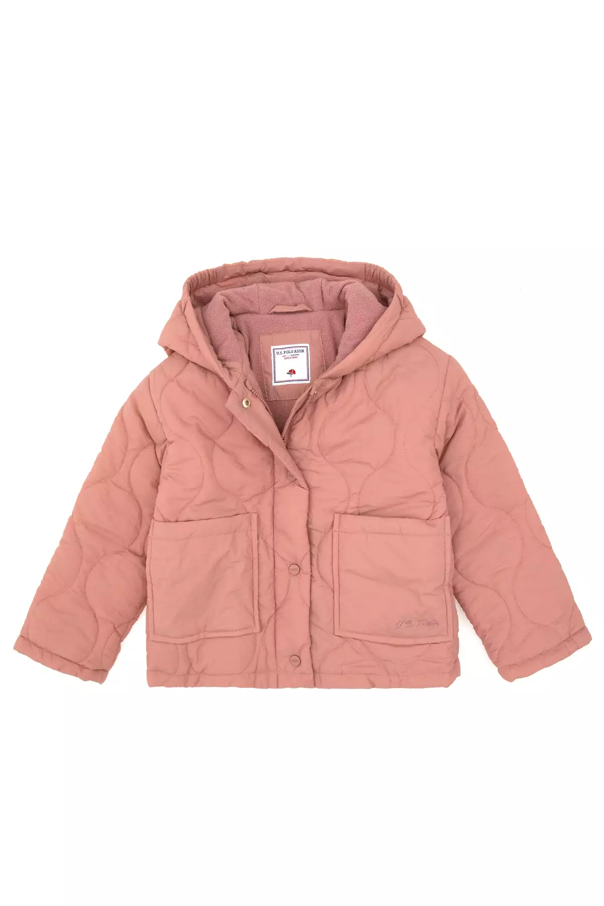 کاپشن دخترانه طرح ارکیده با پشم داخلی و کلاه، کد 50313055-VR221 برند U.S. Polo Assn. - 991247893