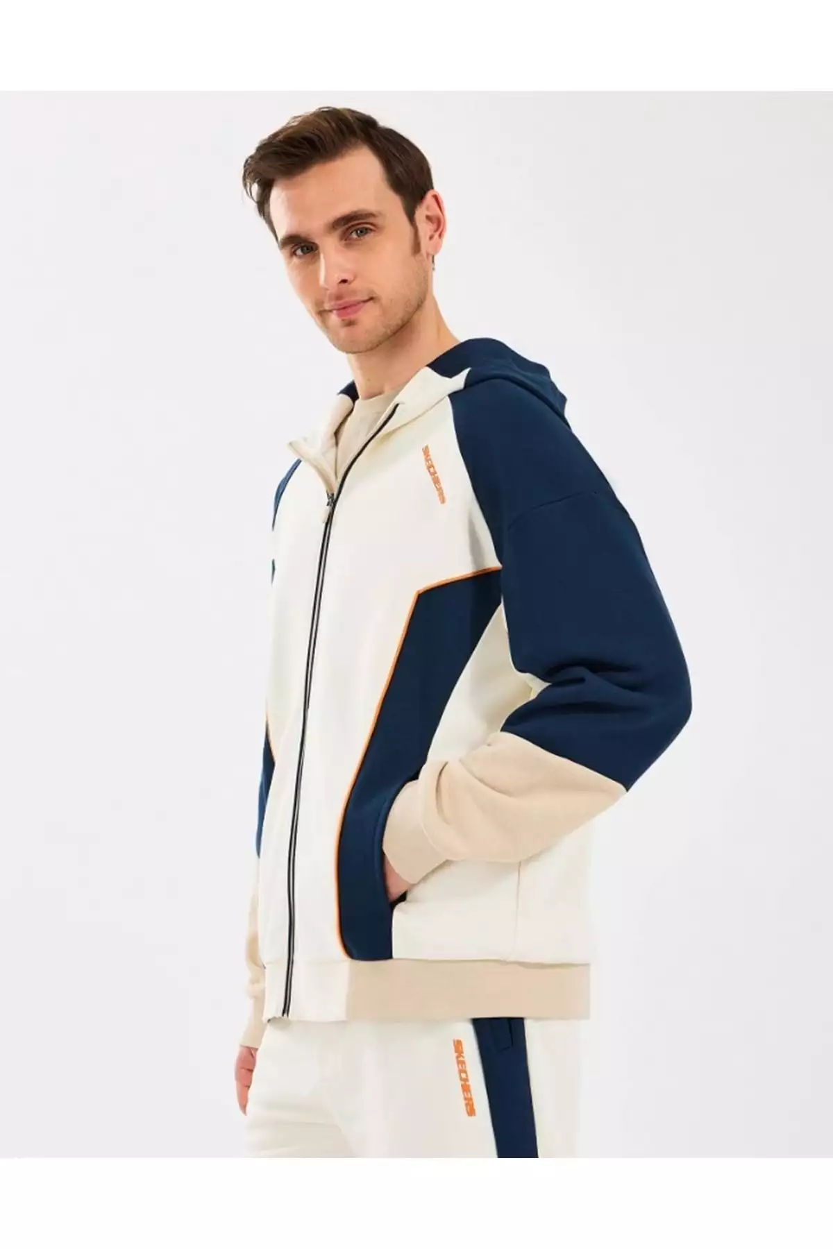 هودی زیپدار نیمهکژوال بافتدار مردانه M Diagonel Lw Fleece S2510027 رنگ بژ برند Skechers - 928895958