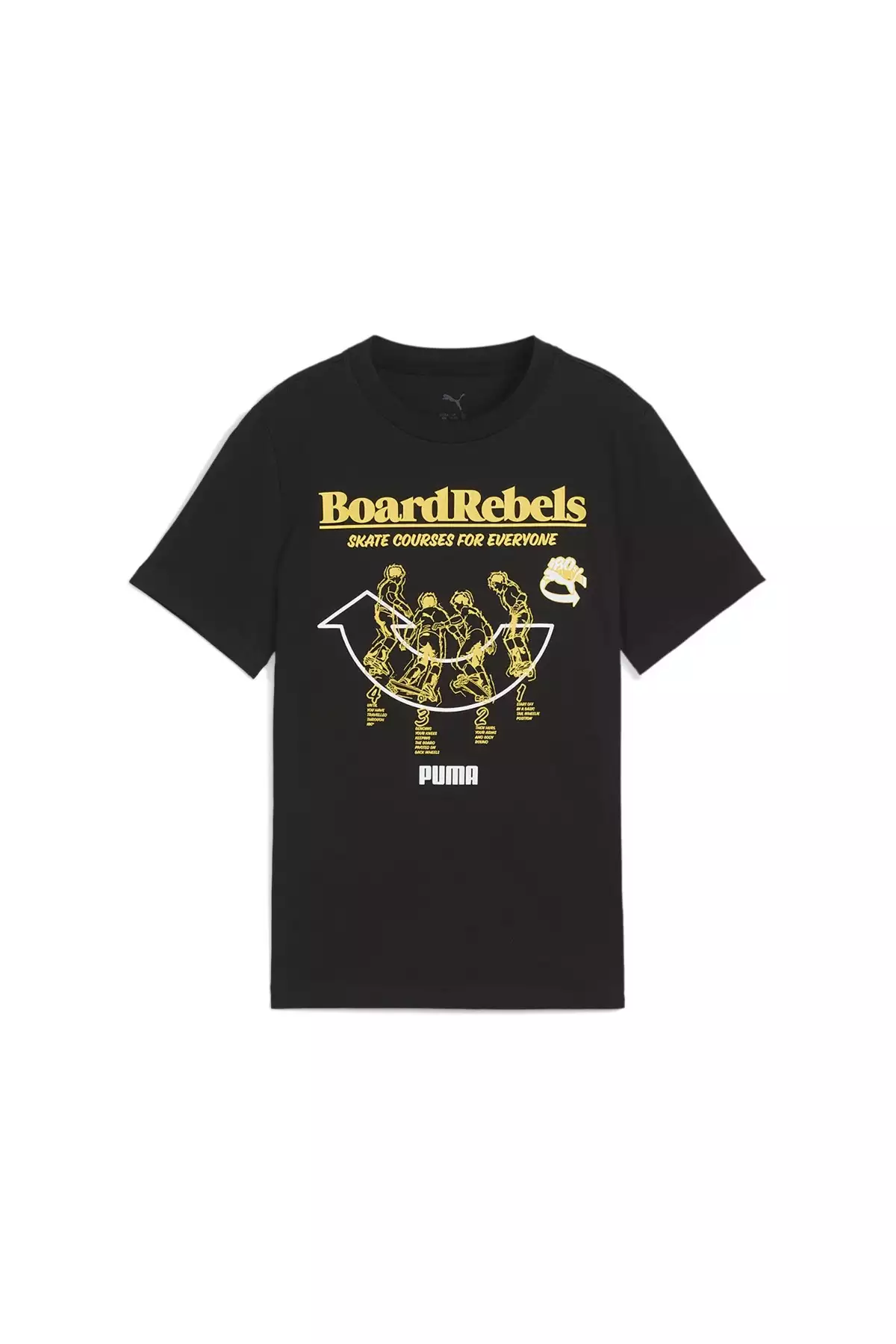 تیشرت گرد یقه مشکی با طرح گرافیکی دهه ۹۰ میلادی برای کودکان برند Puma - 903887806