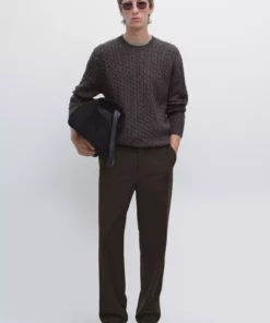 کورسویی با یقه بیسیکلت و طرح بافت مو برند Massimo Dutti - 987441228