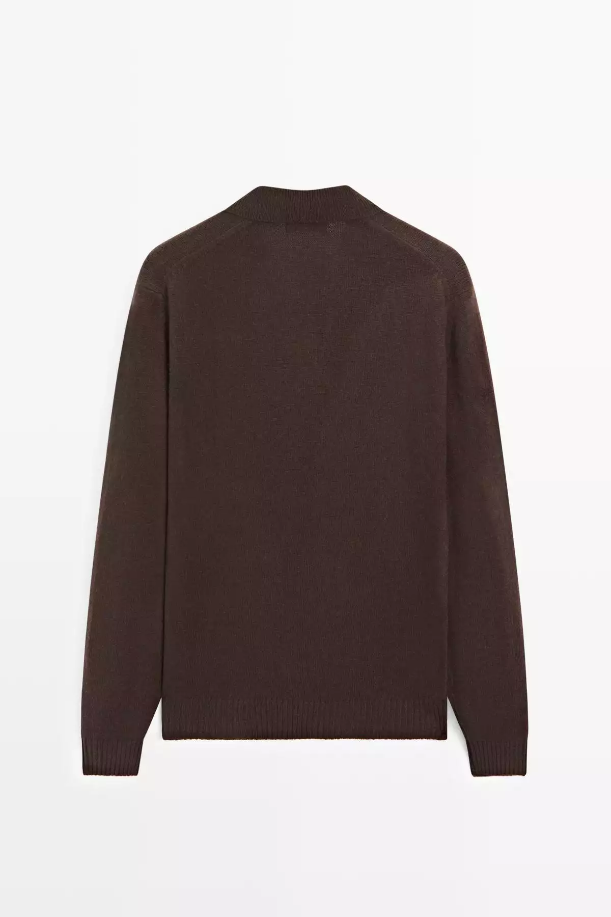 ژاکت یقه polo با ترکیب پشم و یقه V برند Massimo Dutti - 991305219