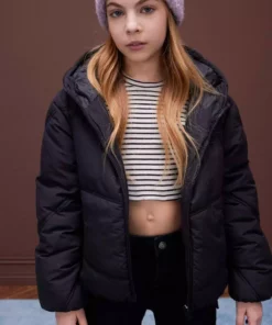 کاپشن شابلوندار دخترانه با کلاه ضد آب و زیپ، دارای جیب مدل D6928A825SP برند Defacto - 889537209