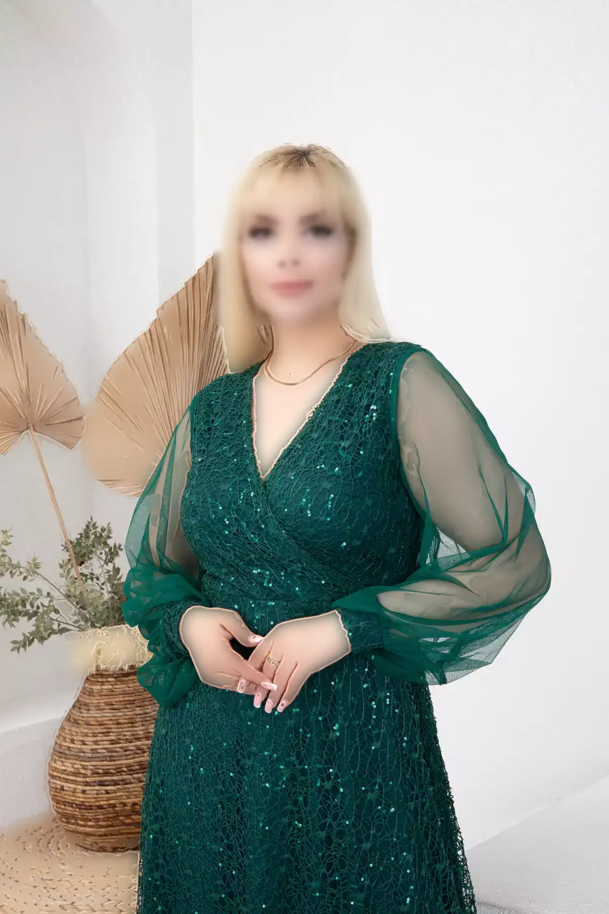 پیراهن دگاجه یقه بلند بزرگ سایز سبز برند BÜYÜK MODA BEDEN - 983122593