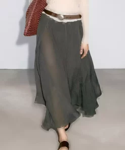 دامن بلند چیندار برند Massimo Dutti - 943630735