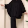 پانچوی بزرگ اندازه با یقه و آستینهای خزدار مروارید سیاه برند Eceyaman moda - 871778892