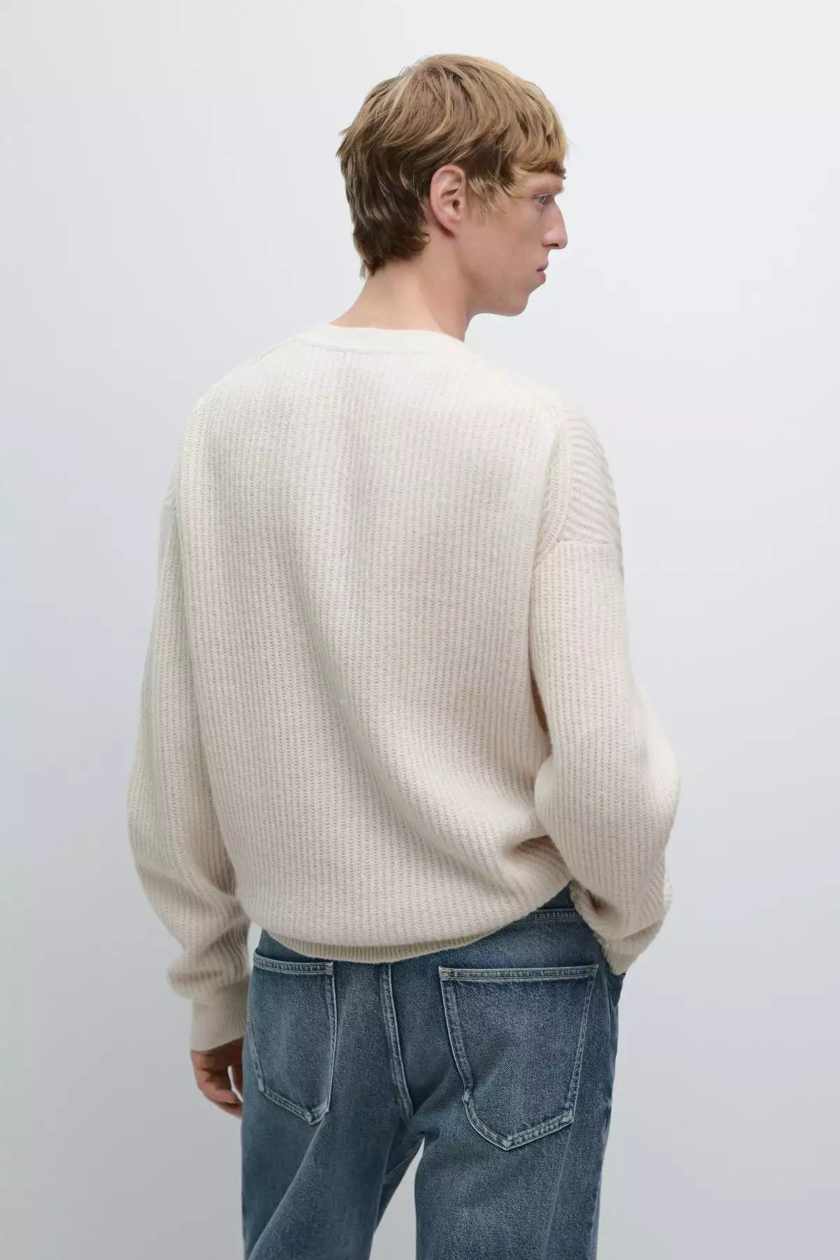 ژاکت دور گردن حلقهای با بافت راهراه برند Massimo Dutti - 991312696