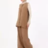تیم مدل تونیک و شلوار با جزئیات دکمهای رنگ قهوهای - رفکا برند Refka - 926322906