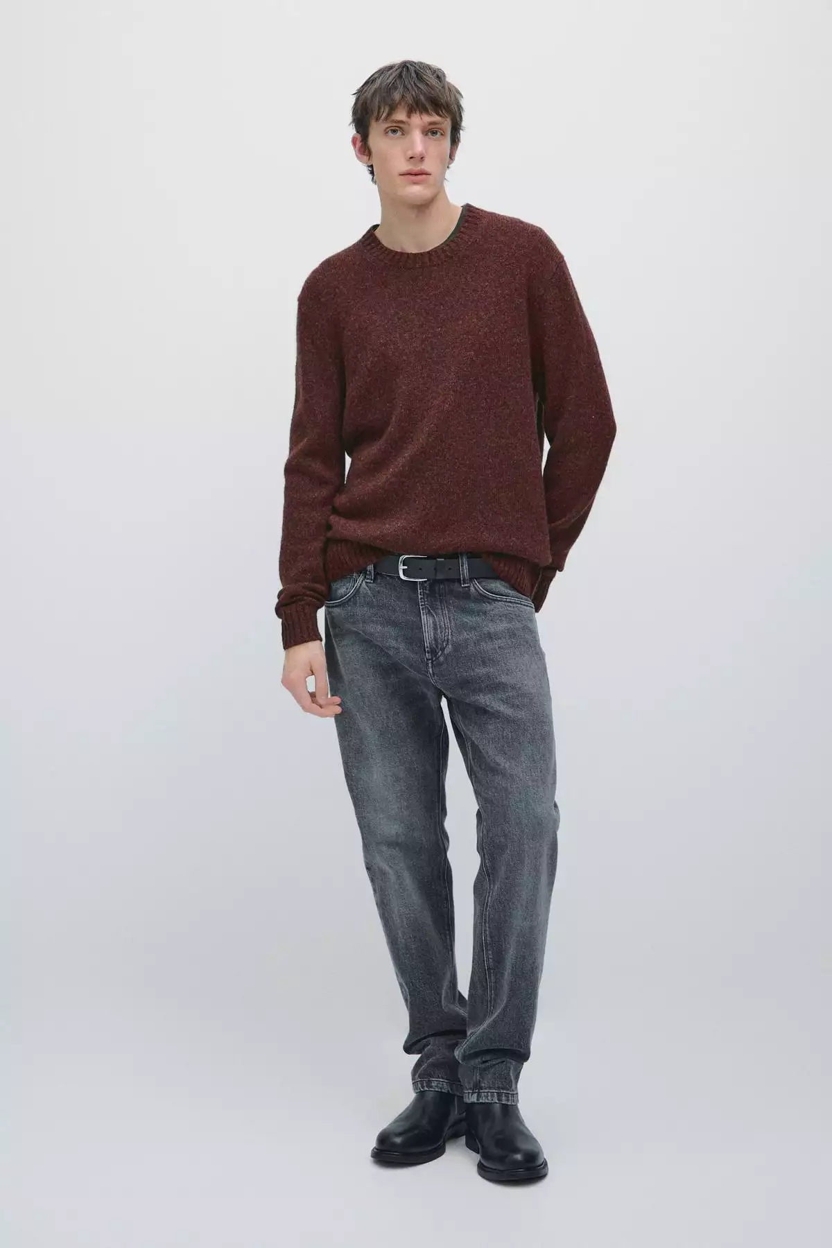 ژاکت استین کوتاه با یقه گلابی از مخلوط پشم برند Massimo Dutti - 995475650