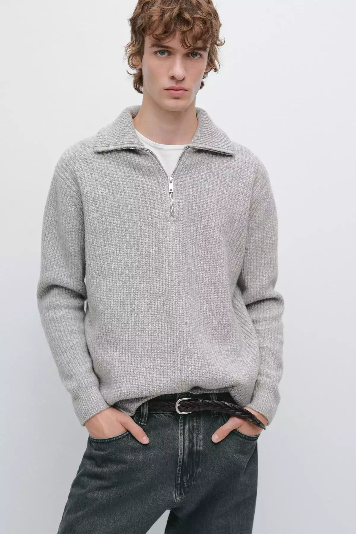 بافتنی یقهای ایستاده ۱۰۰٪ پشمی برند Massimo Dutti - 991315123