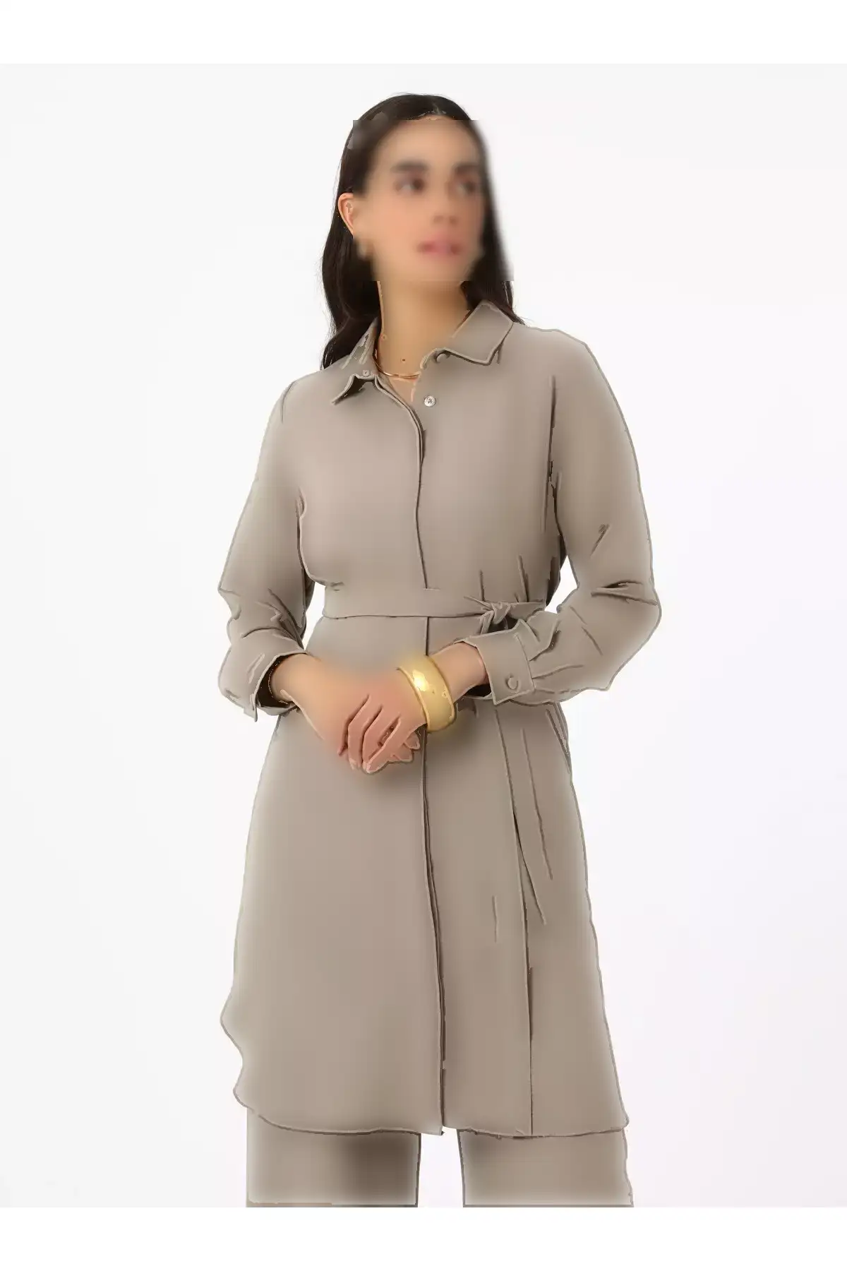 ست دو تکه شلوار و تونیک با دکمه نرم - رنگ ویزون - برند رفکا برند Refka - 939862239