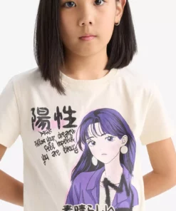 تیشرت کوتاه آستین دخترانه با یقه دوچرخه و طرح چاپی E0350a825sm برند Defacto - 899916834