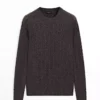 کورسویی با یقه بیسیکلت و طرح بافت مو برند Massimo Dutti - 987441228
