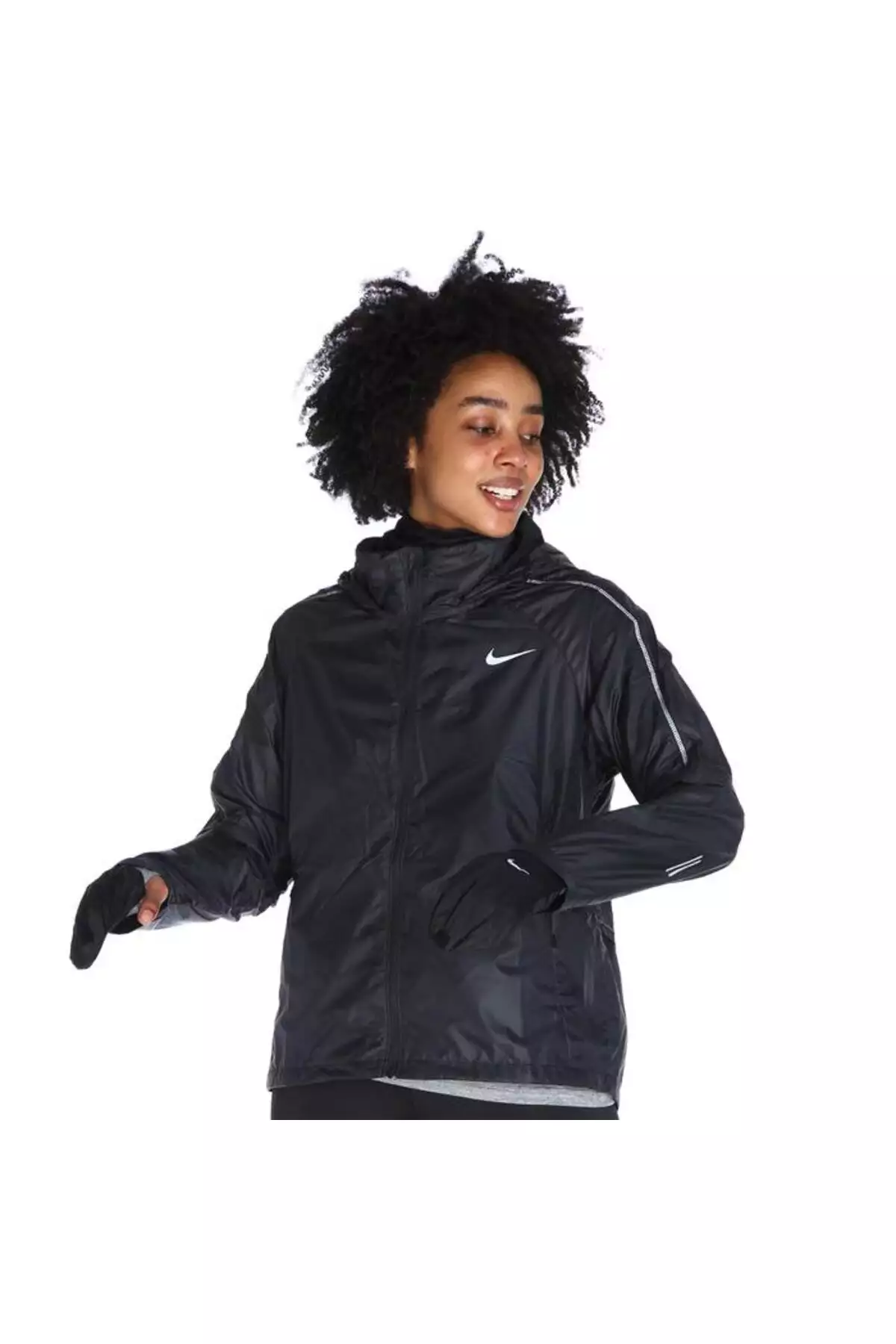 هودی زیپدار کامل شیلد زنانه مشکی کاپشن دویدن CU3385-010 برند Nike - 776615623