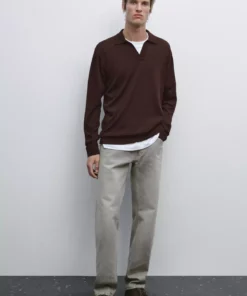 پولوشرت یقه دار بافته شده برند Massimo Dutti - 966123412