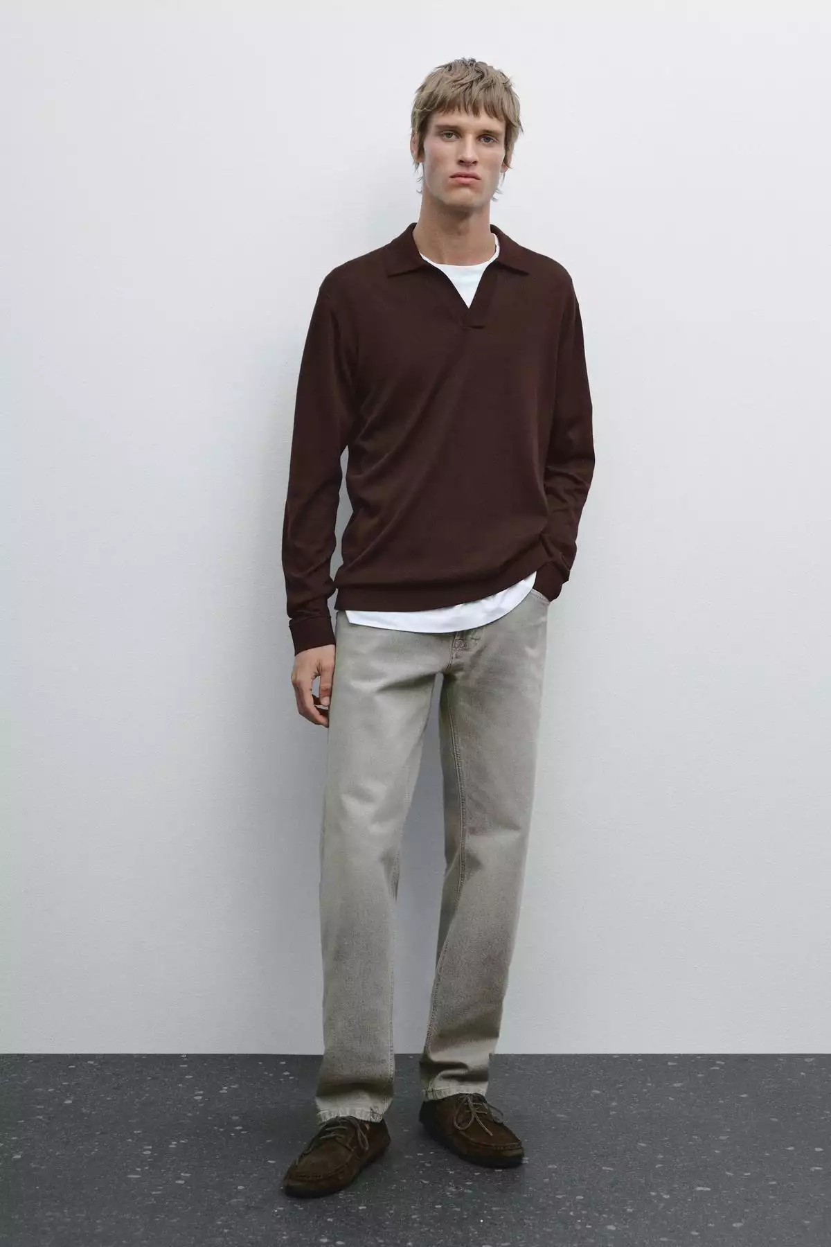 پولوشرت یقه دار بافته شده برند Massimo Dutti - 966123412