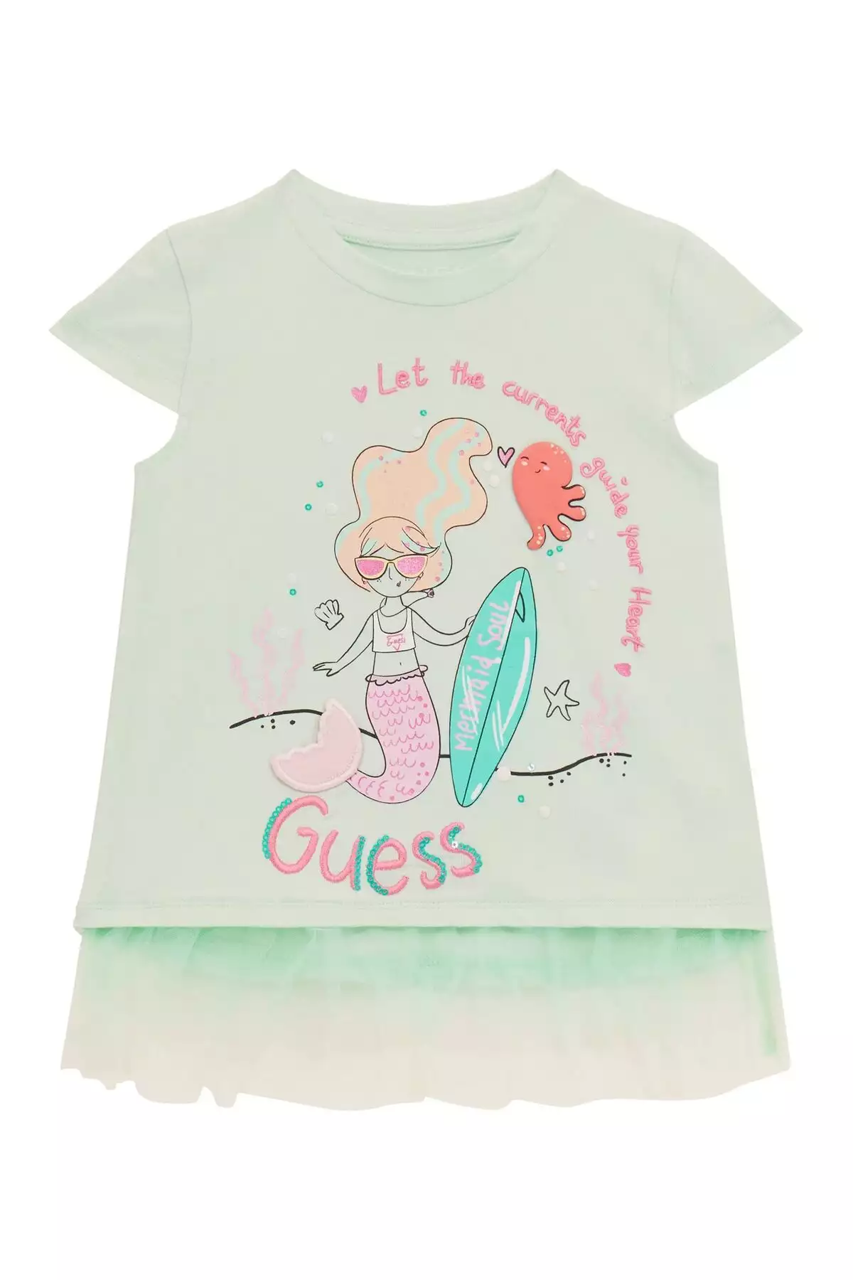 تیشرت مناسب دخترانه با طراحی معمولی برند Guess - 942238705