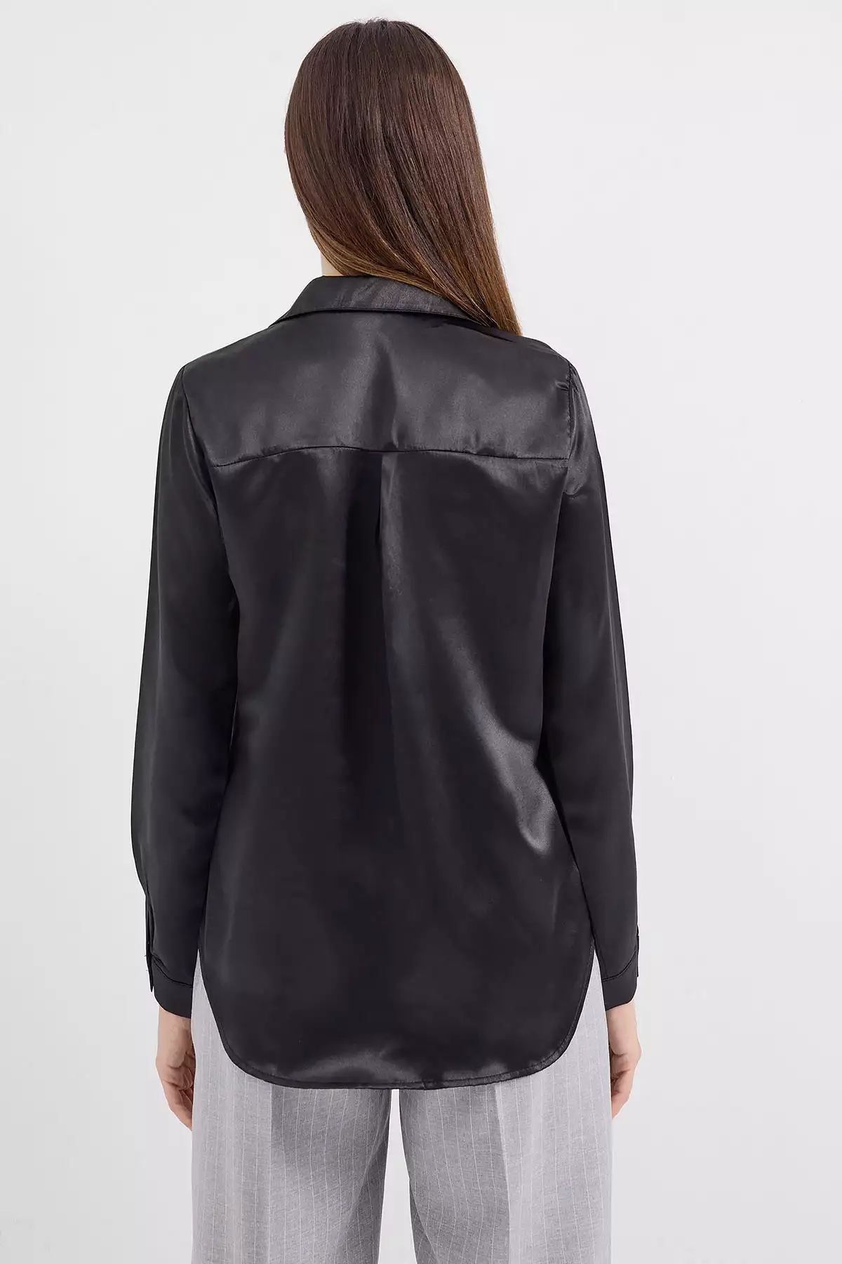 3964 بلوز ساتن با آستین نیمه بلند - سیاه برند Bigdart - 158413297