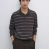 پلیور یقهدار پشمی راهراه برند Massimo Dutti - 984771840