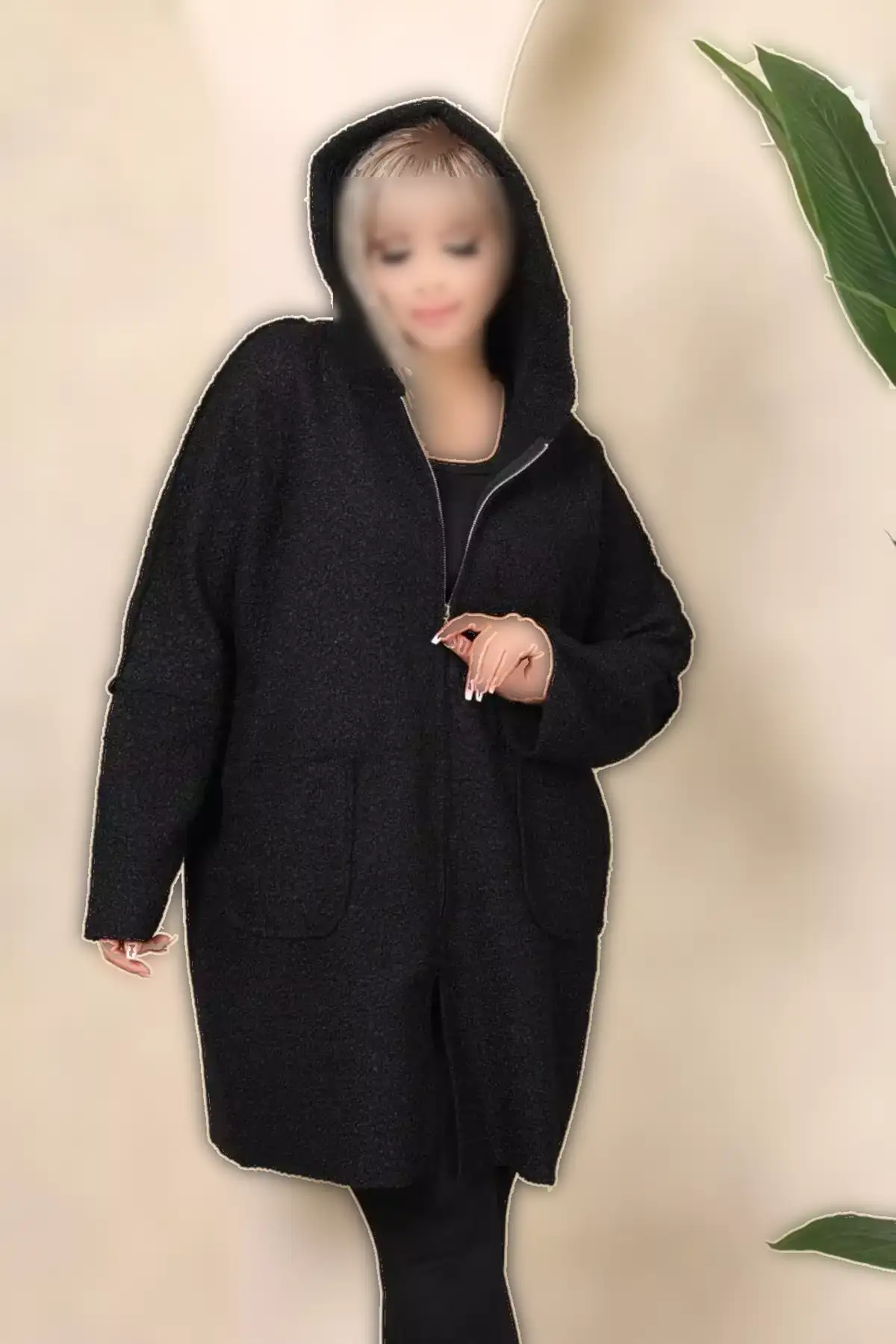 کت با کلیه زیپدار و جیبدار کلاهدار مناسب بانوان سایز بزرگ برند Genel Markalar - 863149374