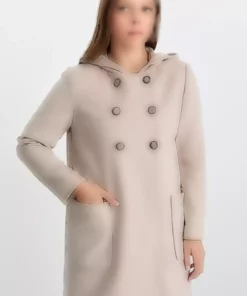 پالتوی سایز بزرگ با کلاه و جیبدار برند Selen Giyim - 993223014