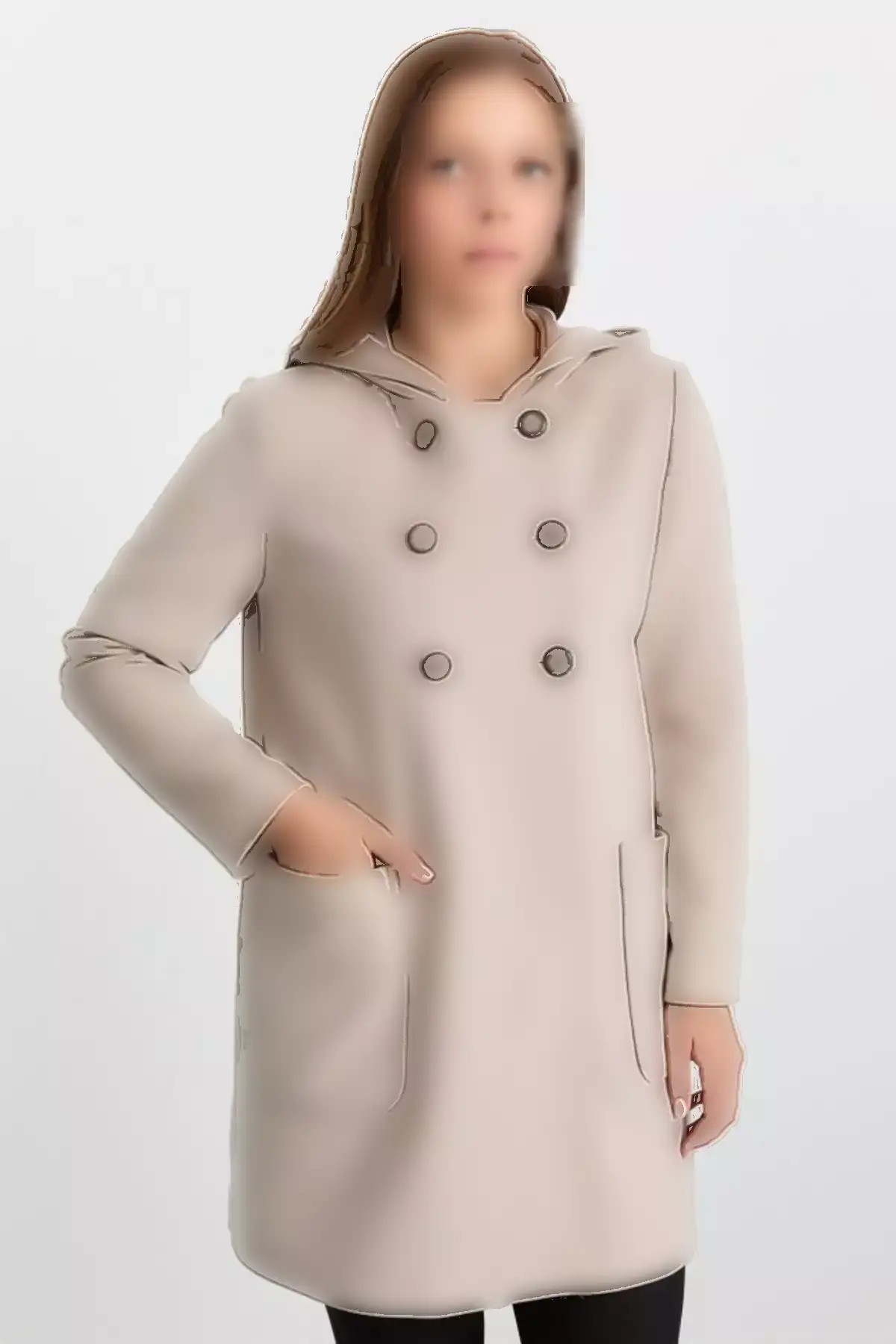 پالتوی سایز بزرگ با کلاه و جیبدار برند Selen Giyim - 993223014