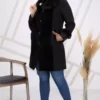 کاپشن زنانه مشکی سایز بزرگ ۱۰۸۱ برند KARAMEŞE - 220218434