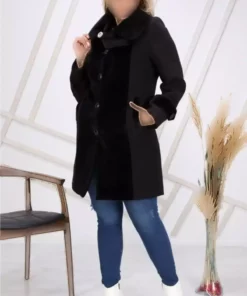 کاپشن زنانه مشکی سایز بزرگ ۱۰۸۱ برند KARAMEŞE - 220218434