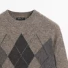 ژاکت بافتنی طرح الماس ۱۰۰% پشم برند Massimo Dutti - 995478269