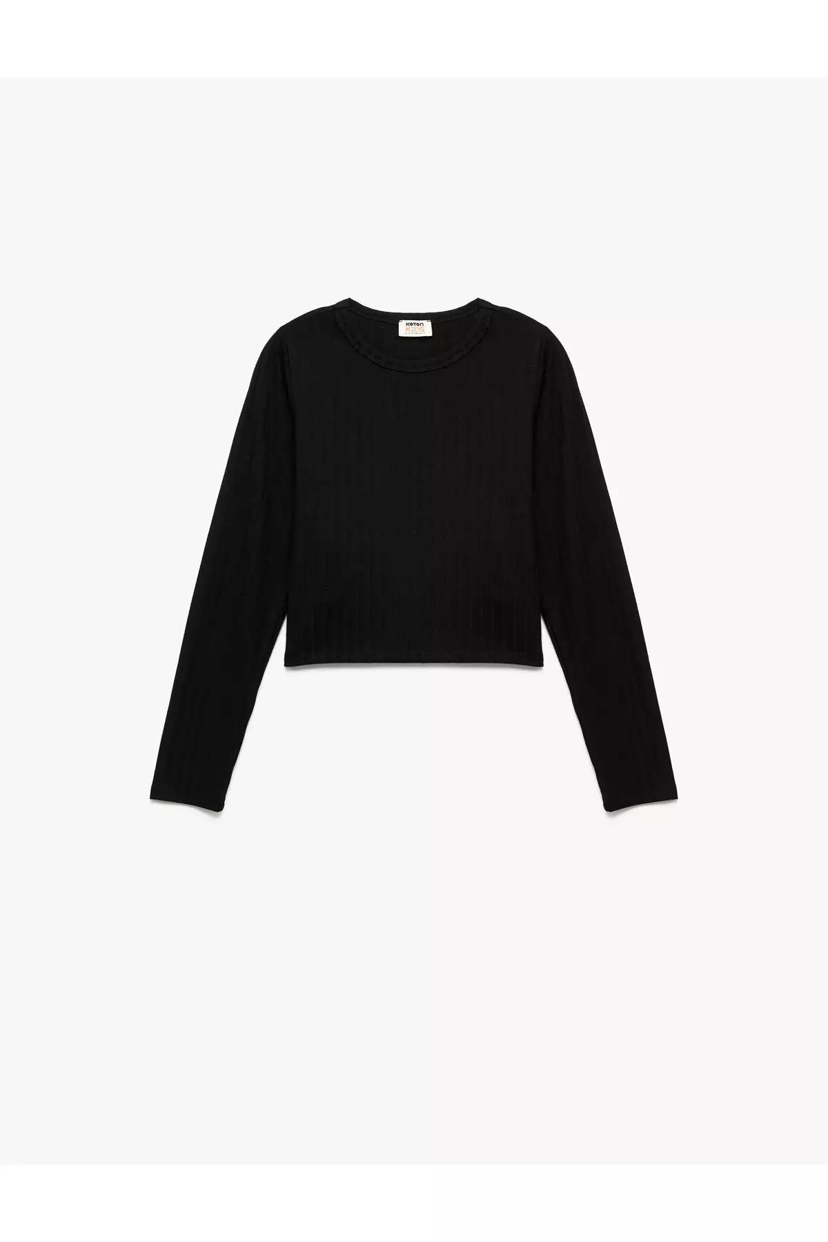 تیشرت بیسیک یقه گرد با آستین بلند از ترکیب ویسکوز برند Koton - 964433056