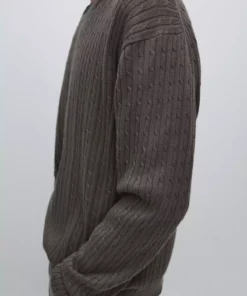 ژاکت بافتنی پنبهای با بافت موتیف دار برند Massimo Dutti - 977920134