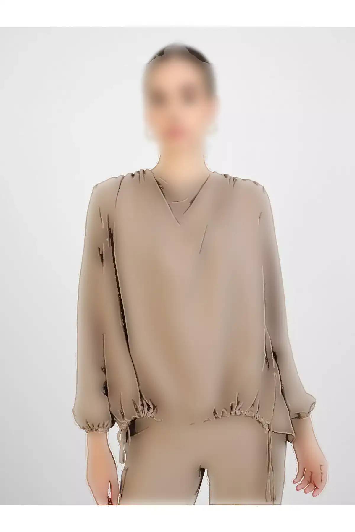 بلوز و شلوار ست با جزئیات چین دار آئروبین - کرم برند Refka - 864413776