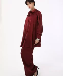 ست تونیک و شلوار ساتن - bordo - رفکا برند Refka - 942587151