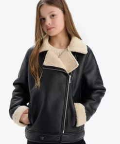 کاپشن دخترانه با یقه جکت، آستر پلوش و چرم مصنوعی مدل C4978A824AU برند Defacto - 854310857