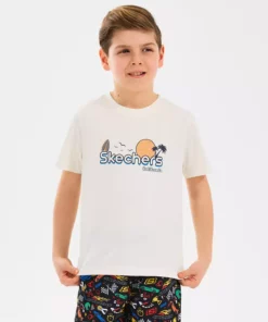 تیشرت گرافیکی B سایز بزرگ ویژه پسران کودک به رنگ سفید متمایل به کرم مدل SK2510134-102 برند Skechers - 936519333