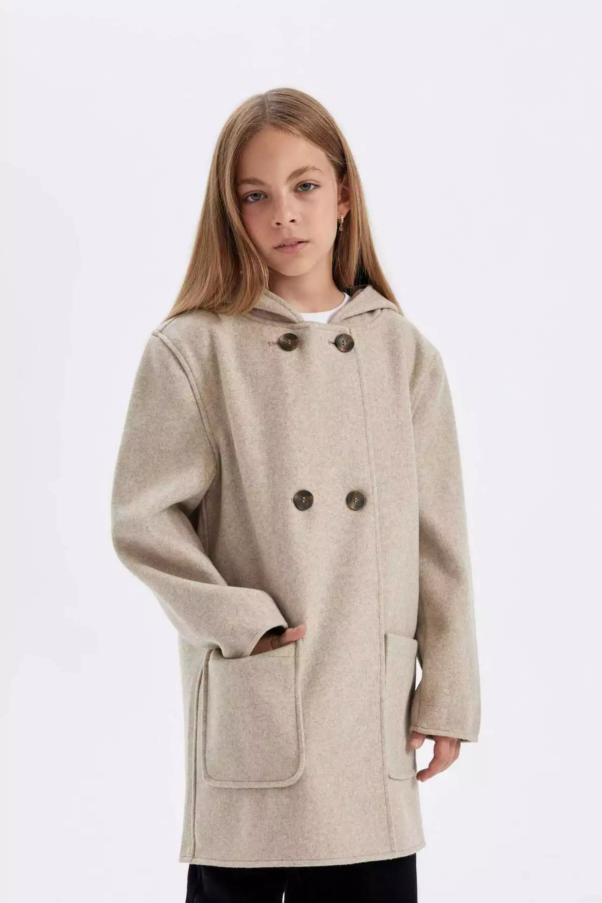 پالتو کلاهدار پشمی مخصوص دختر بچه مدل C8554A824AU برند Defacto - 860173453