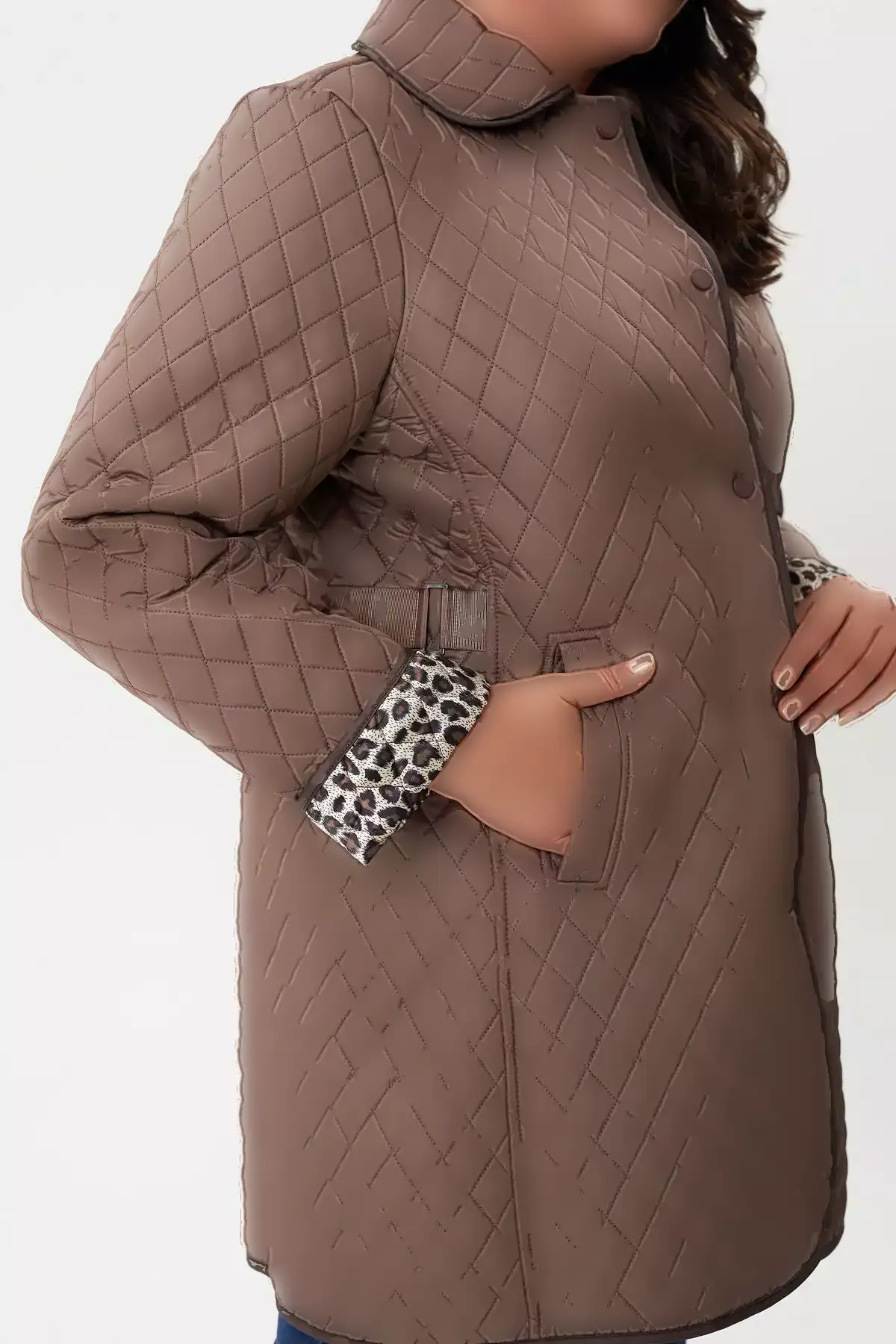 کاپشن بلند بزرگ سایز با طرح پلنگی برند Veger - 859024692