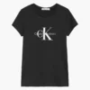 تی‌شرت زنانه سیاه با طراحی مونوگرام بازتابنده برند Calvin Klein - 975987925