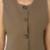 ست دو تکه شلوار و جلیقه کتانی - رنگ خاکی - برند رفکا برند Refka - 940595722
