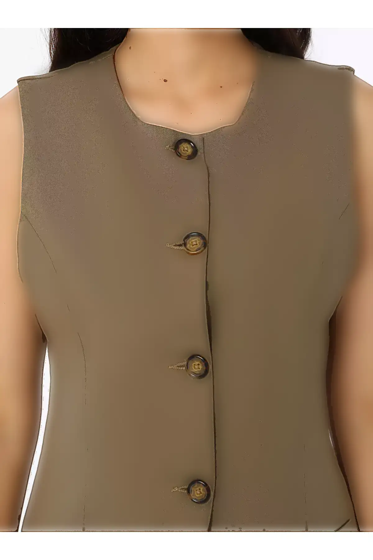 ست دو تکه شلوار و جلیقه کتانی - رنگ خاکی - برند رفکا برند Refka - 940595722